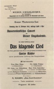 1901 Concert Vienna 17-02-1901 - Das klagende Lied (Premiere)