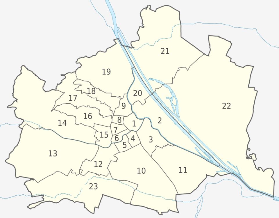 Districts of Vienna map – Mahler Foundation