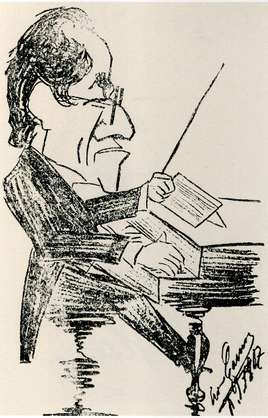 1908-rpt GUSTAV MAHLER Jewish Composer NYC Caricature by ENRICO CARUSO MATTED 